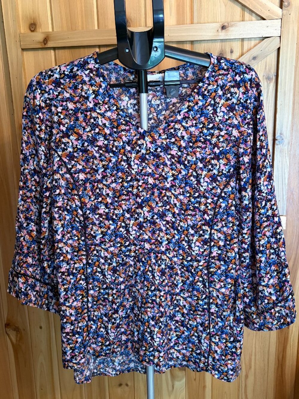 J. Jill Colorful Dixie Floral Billowy Lightweight Blouse Boho Size Petite Large